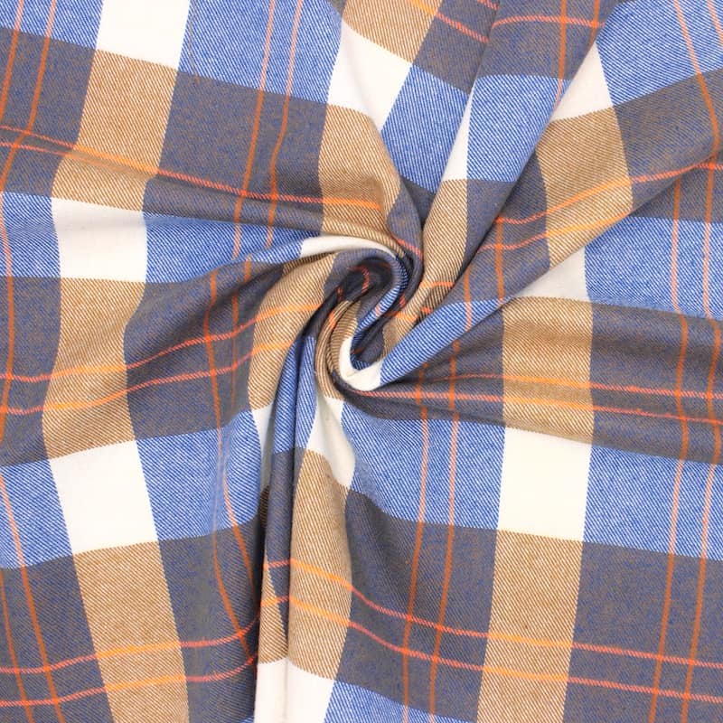 Checkered jacquard fabric in brushed cotton