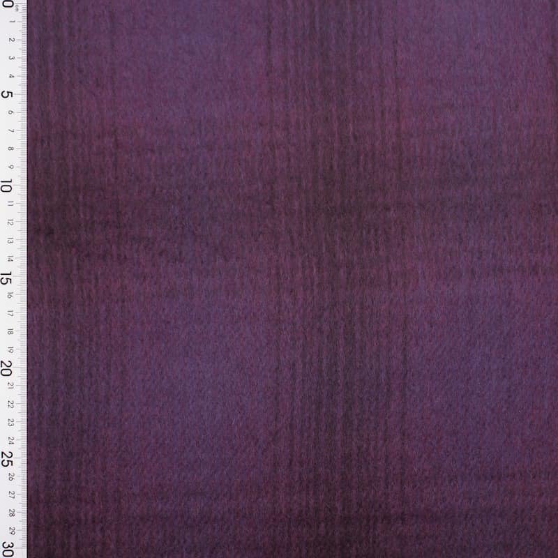 Tissu laine carreaux - prune