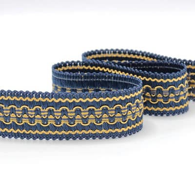 Fantasy braid trim - navy blue and gold
