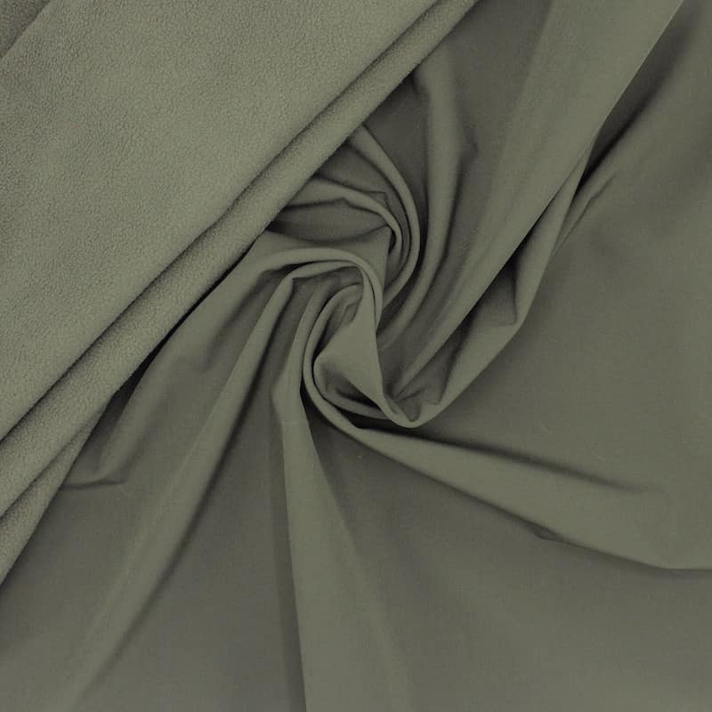 Softshell fabric with fleece wrong side - khaki