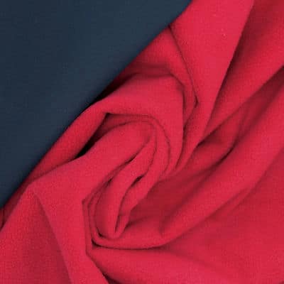 Softshell stof met fleece achterkant - rood en marineblauw