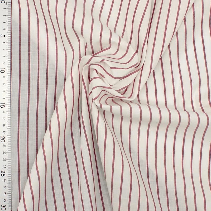 Striped jacquard cotton fabric - off-white 