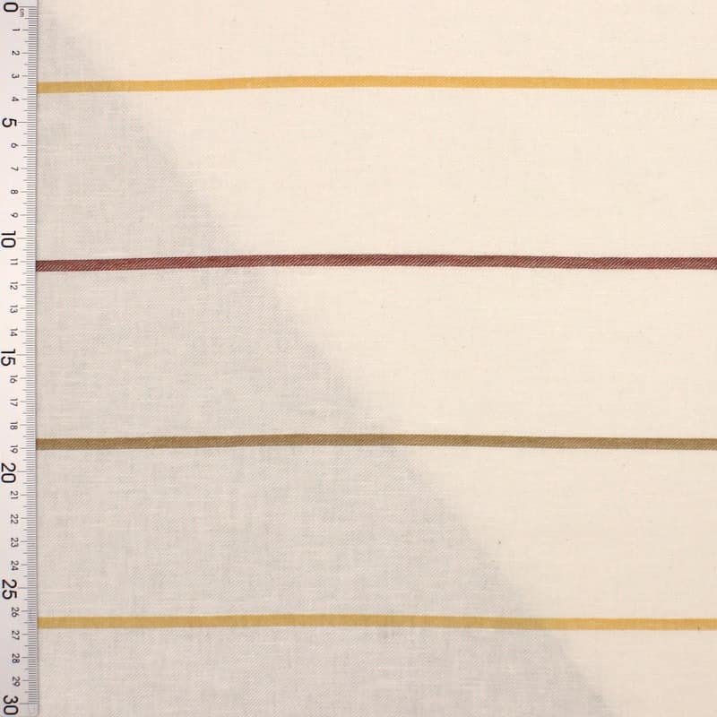 Striped cotton twill fabric - ecru 