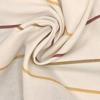 Striped cotton twill fabric - ecru 