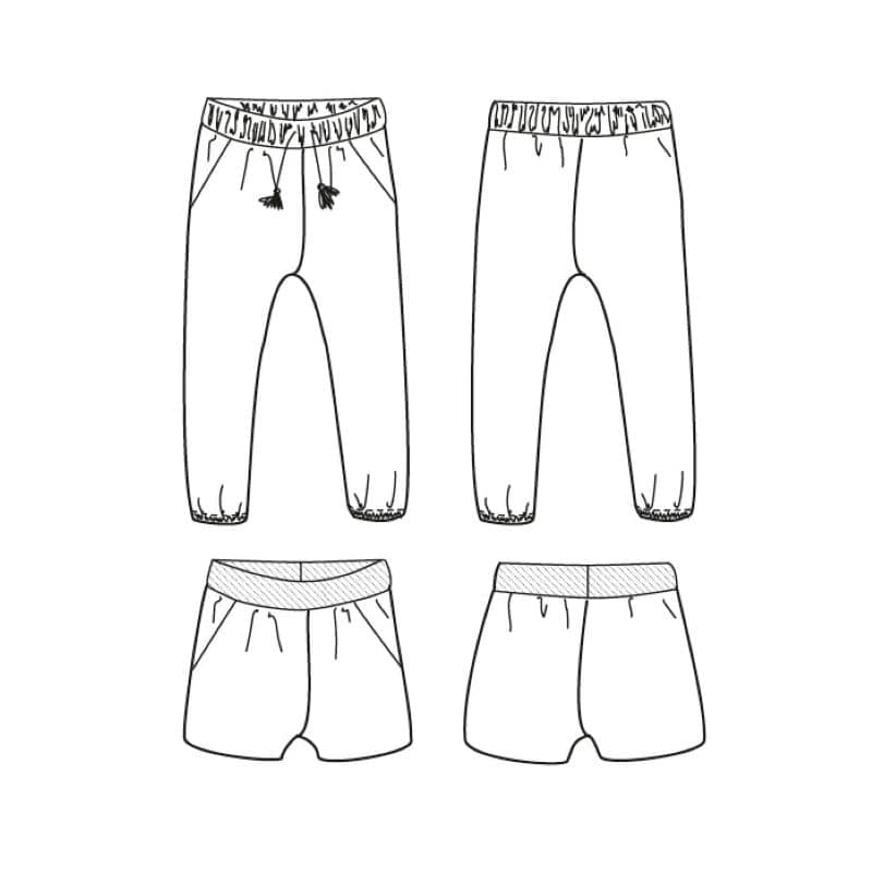 Pattern pants or shorts 3 to 12 years Dakar
