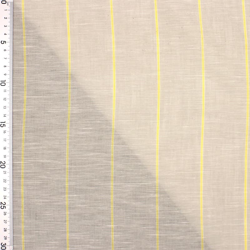 Flamed striped viscose fabric - beige 
