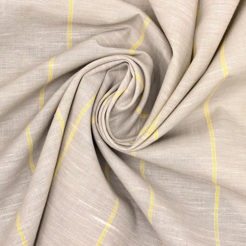 Flamed striped viscose fabric - beige 