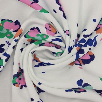 Printed viscose fabric - multicolored and off-white