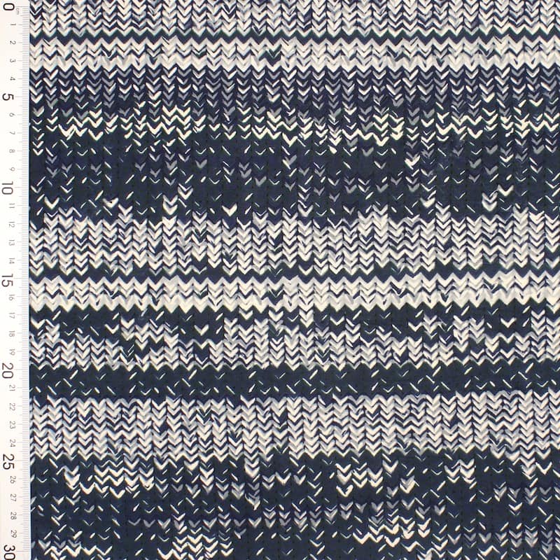 Printed extensible knit fabric - black and grey 