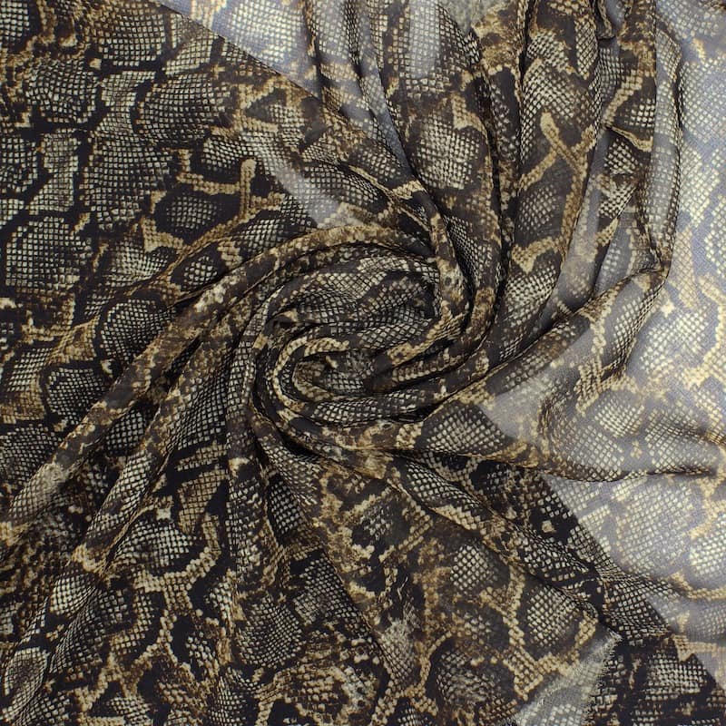 Polyester veil with snake print 