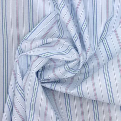 Striped cotton fabric - sky blue 