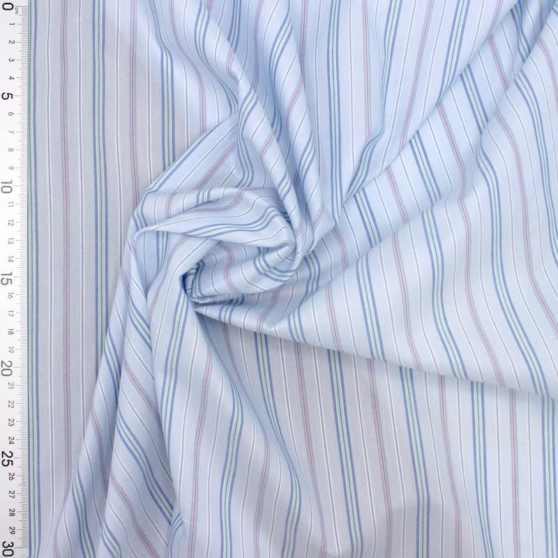 Striped cotton fabric - sky blue 