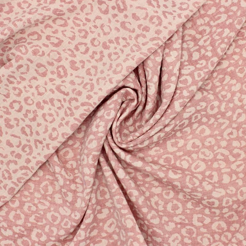 Double gauze fabric with leopard print - pink