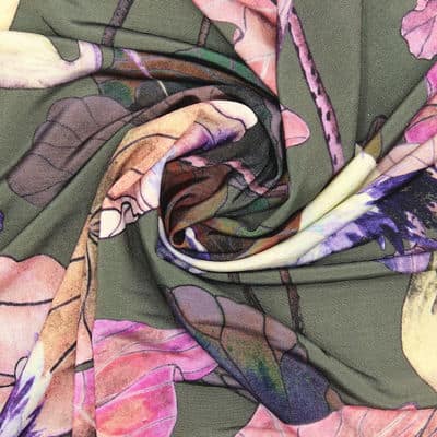 Fabric with crane and heron - multicolored