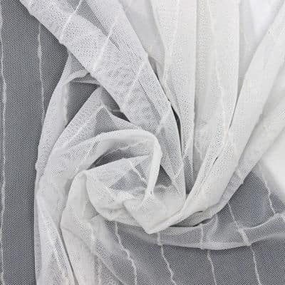 Tissu maille rayures - blanc
