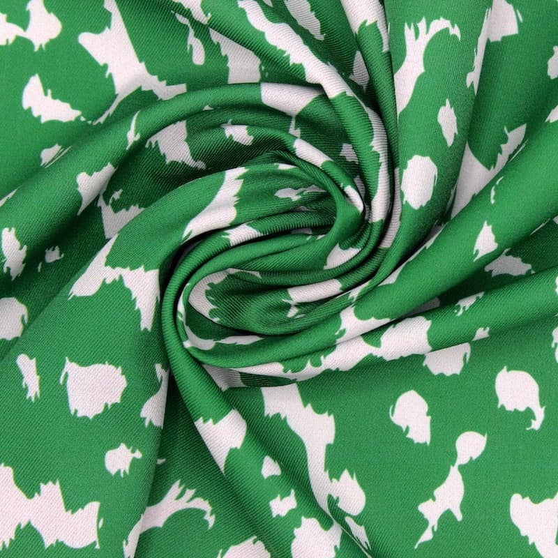 Cotton twill fabric with animals - green