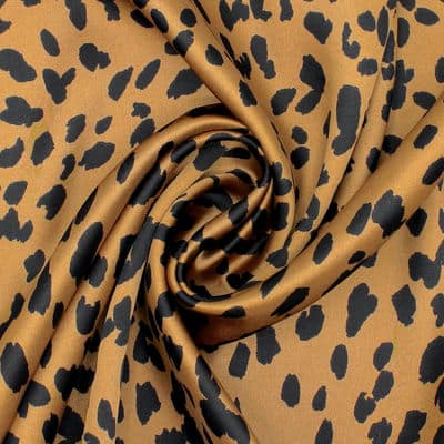 Polyester fabric with animals - beige