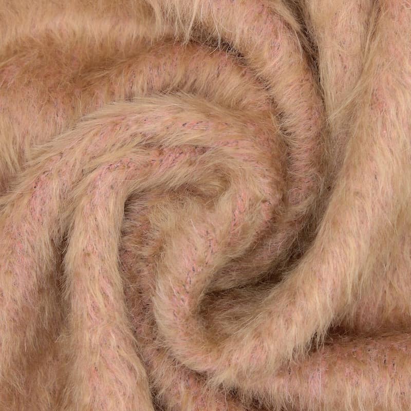 Tissu laine - rose et beige