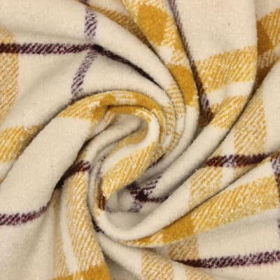 Checkered apparel fabric - ecru and mustard yellow 