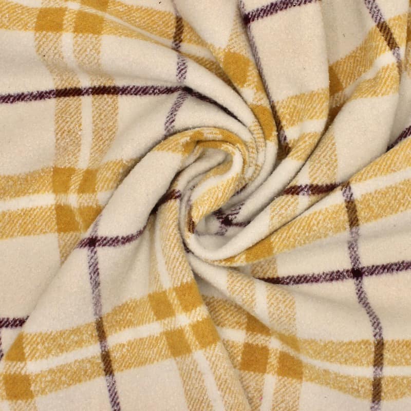 Checkered apparel fabric - ecru and mustard yellow 