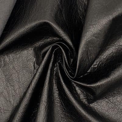 Tissu simili aspect vieux cuir - noir