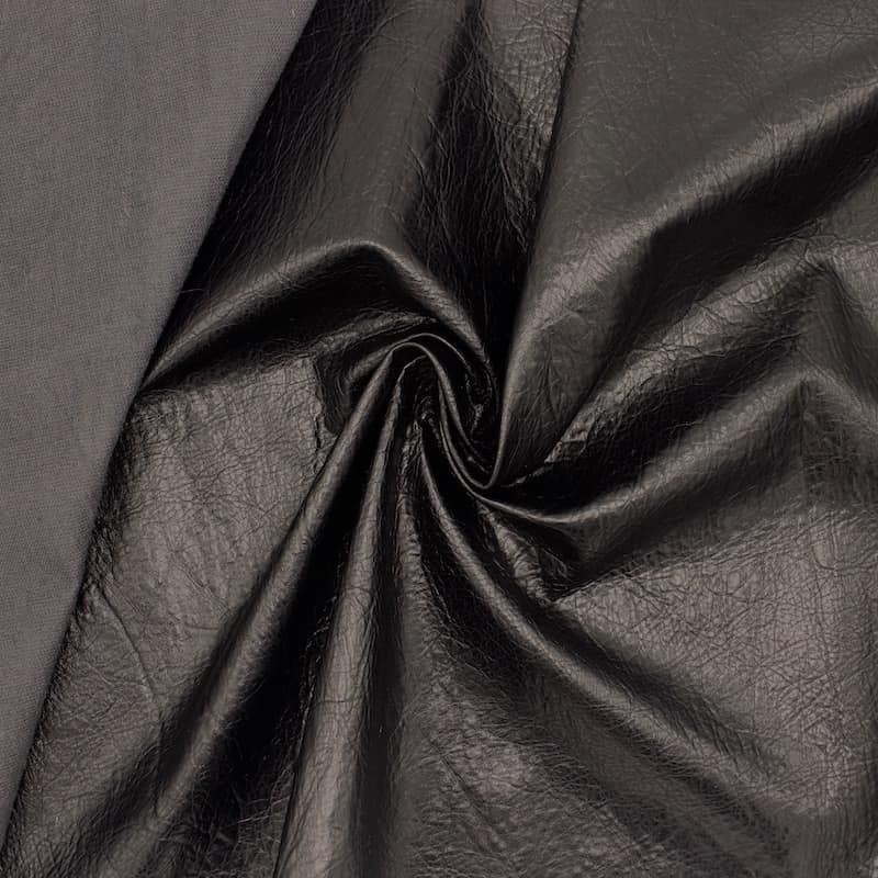 Faux leather with aspect of old leather - black 