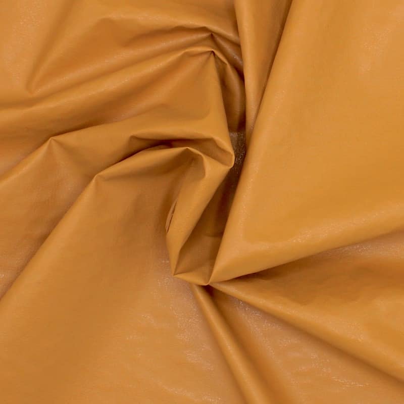 Tissu imperméable aspect cuir - camel