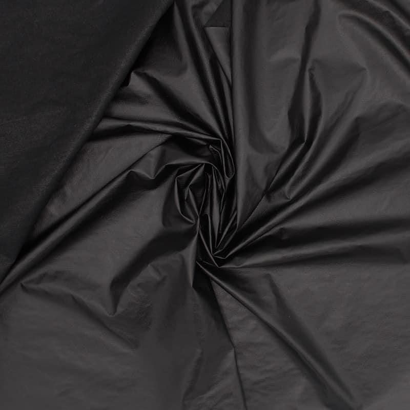 Waterproof fabric with leather aspect - black