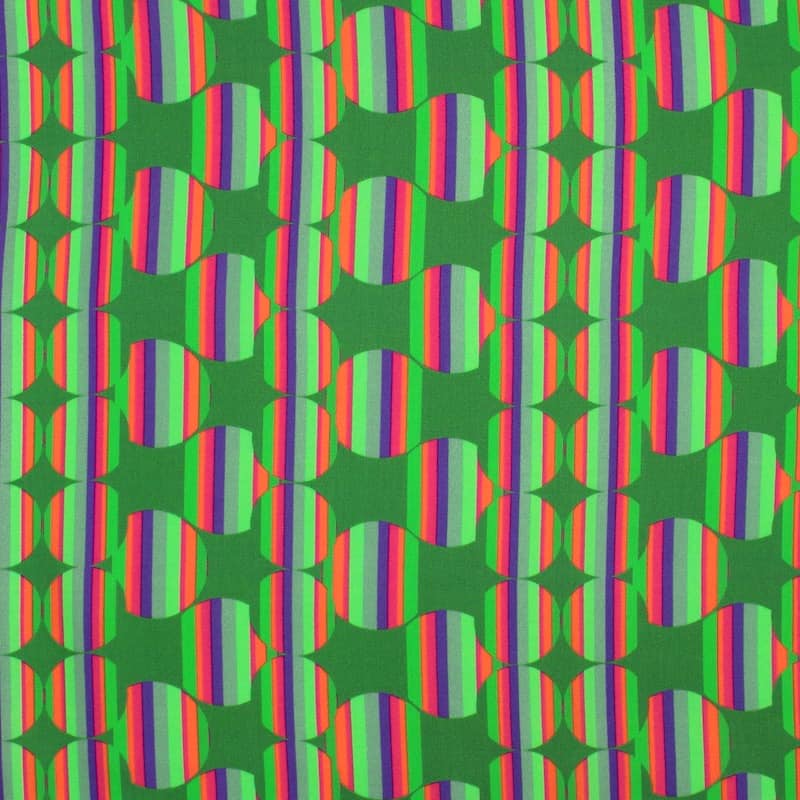 Cotton satin fabric with graphic print - green