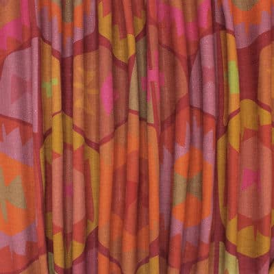 Viscose and linen fabric with graphic print - multicolored 