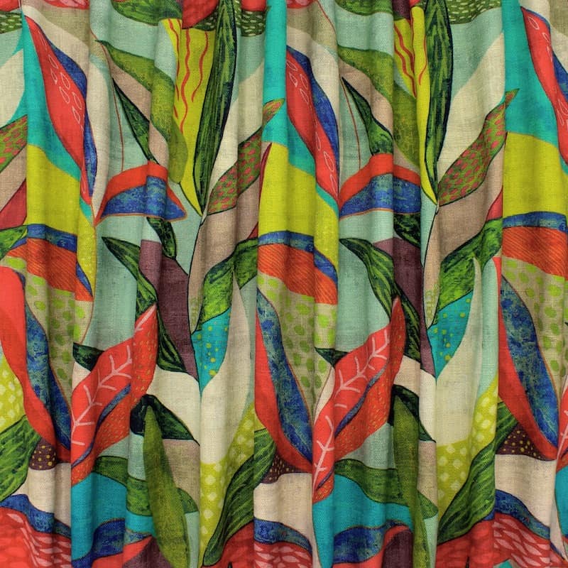 Vintage stof in viscose en linnen - kleurrijk 