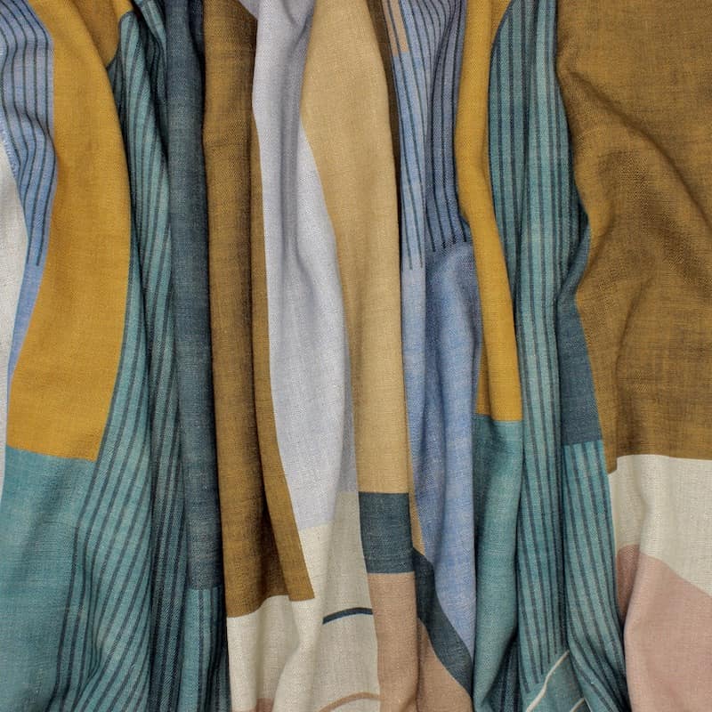 Vintage fabric in viscose and linen - multicolored 