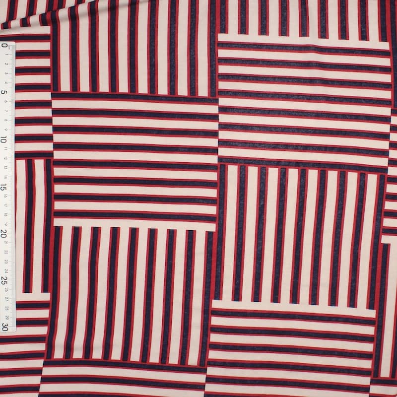 Coupon van 2,45m Viscose jerseystof grafisch - kleurrijk