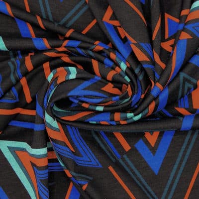 Coupon van 2m viscose jersey stof grafische print - kleurrijk 
