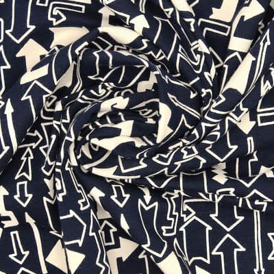 Cloth of 1,80m cotton jersey with arrows - navy blue