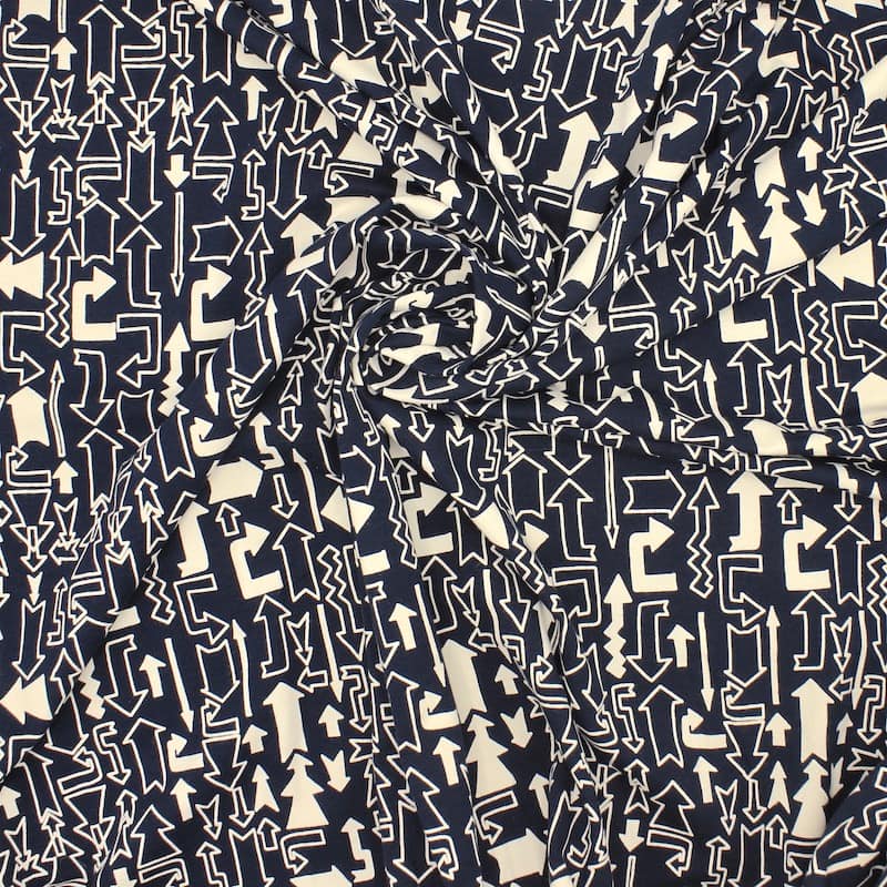 Cloth of 1,80m cotton jersey with arrows - navy blue