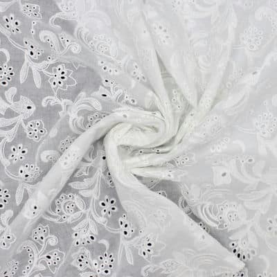 Embroidered cotton fabric - off-white