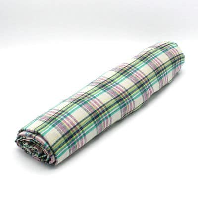 Cloth of 3m checkered fabric in cotton and linen - multicolored
