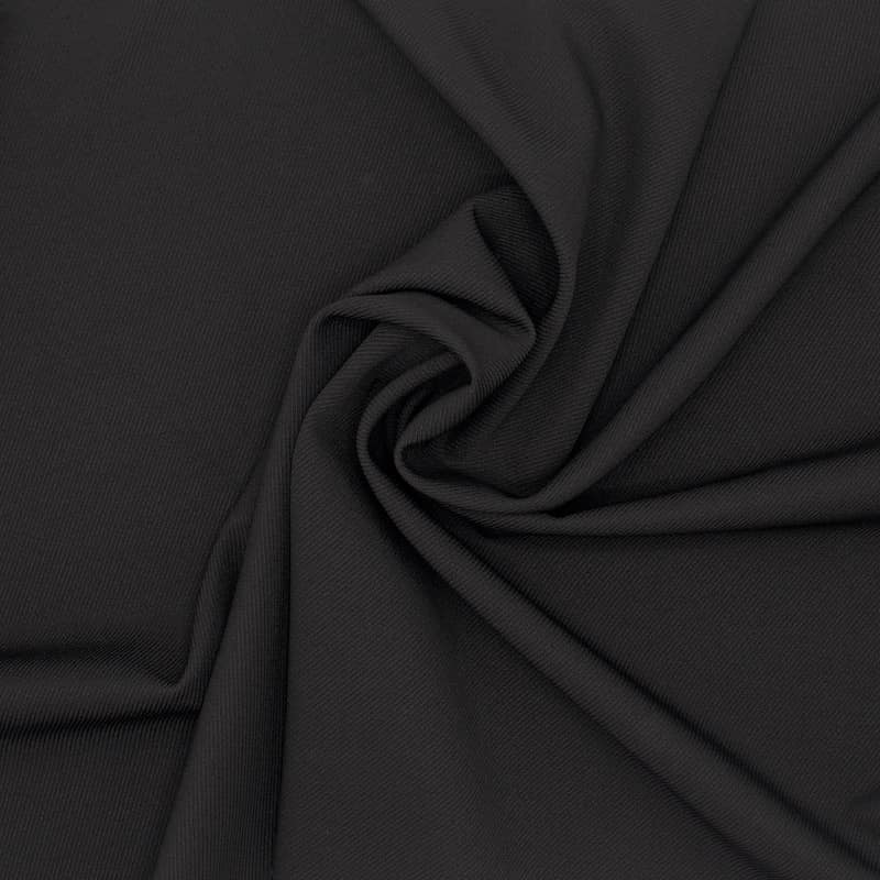 Rekbare polyester twill stof - effen zwart