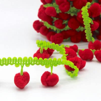 Green braid trim with red pompoms 