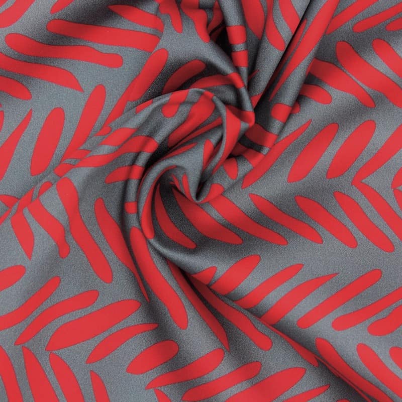 Tissu satin de coton graphique - griset rouge