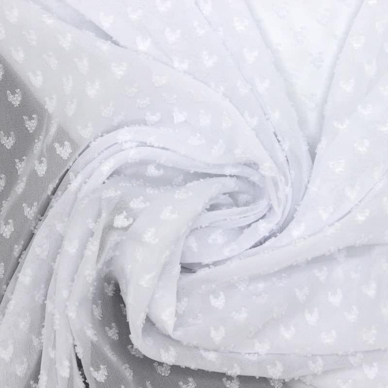 Voile Jacquard 100% polyester blanc