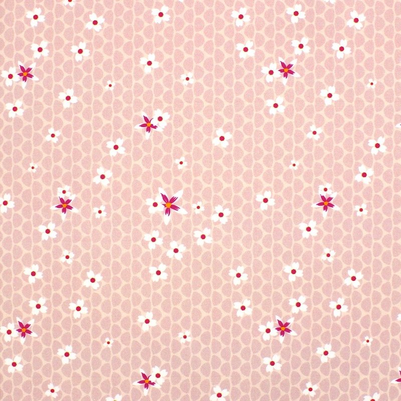 Cotton poplin with small flowers - old pink