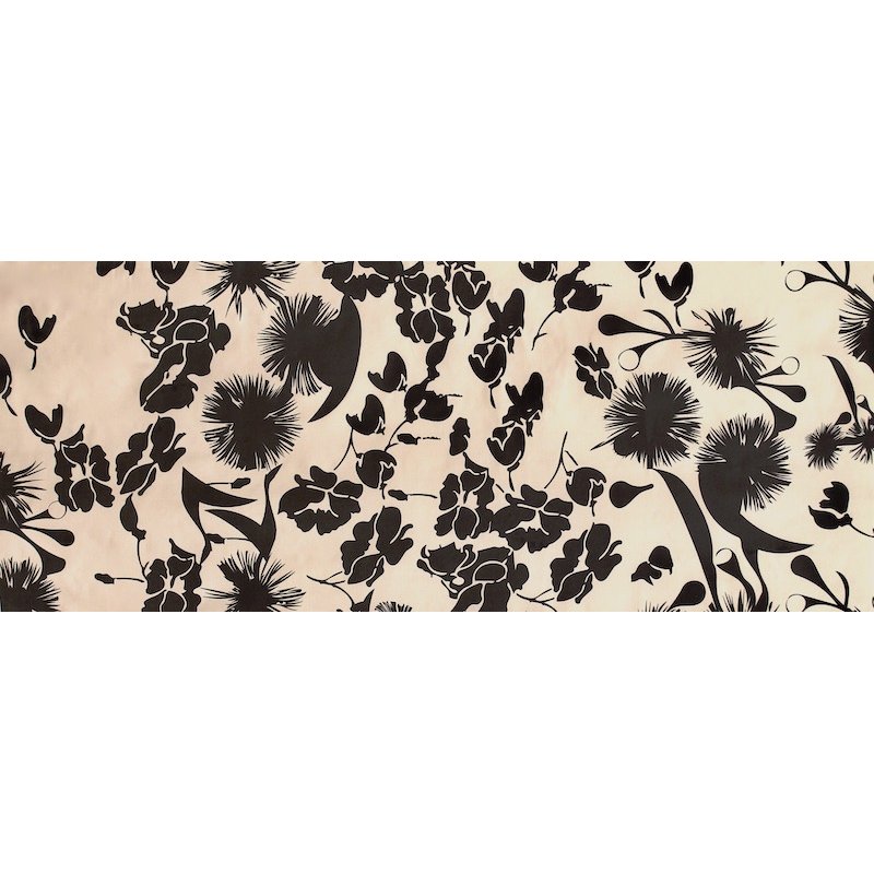 Cotton satin fabric with flowers - nude