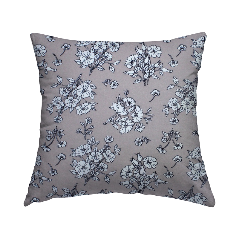 Cretonne fabric with flowers - light old pink