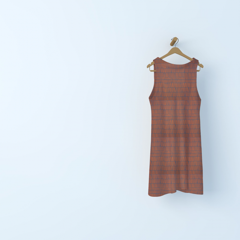 Poplin cotton with graphic prints - rust-colored and grey