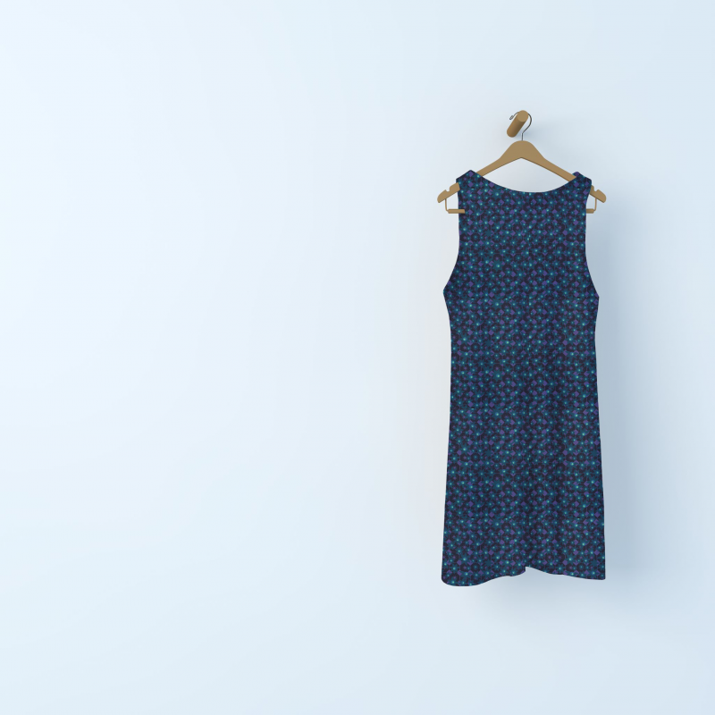 Cotton poplin fabric with Edelweiss - black / blue