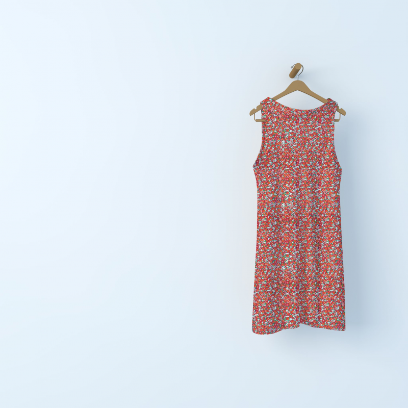 Cotton poplin with berries - red / coral