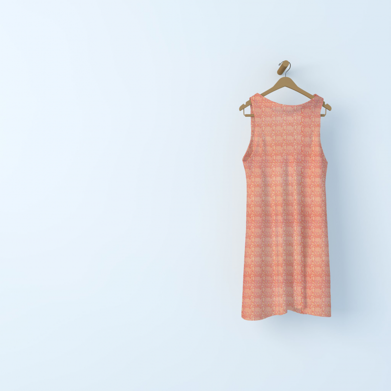 Poplin cotton with flowers - salmon and pink