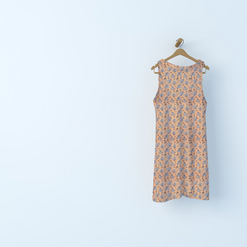 Poplin cotton with flowers - salmon-colored